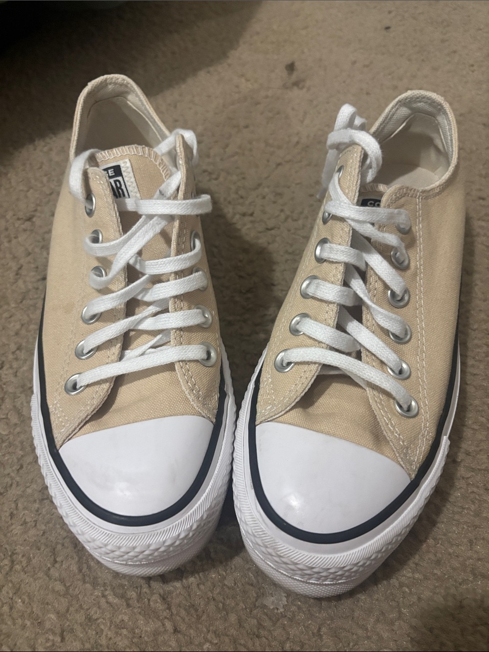 Converse Low-Top Canvas Sneakers in Beige and White